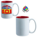 15 Oz. El Grande Mug - 4 Color Process (White/Red Interior)